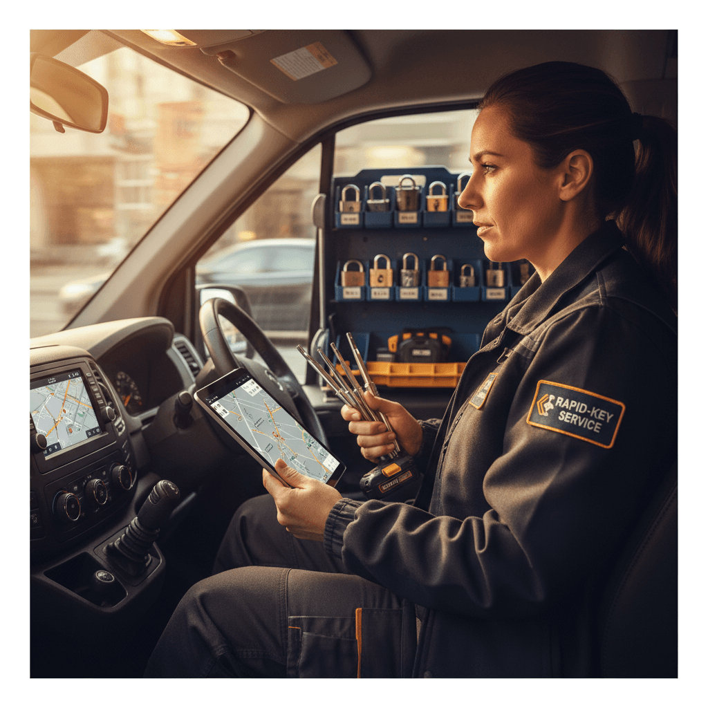 Locksmith coordinating emergency service response via mobile device