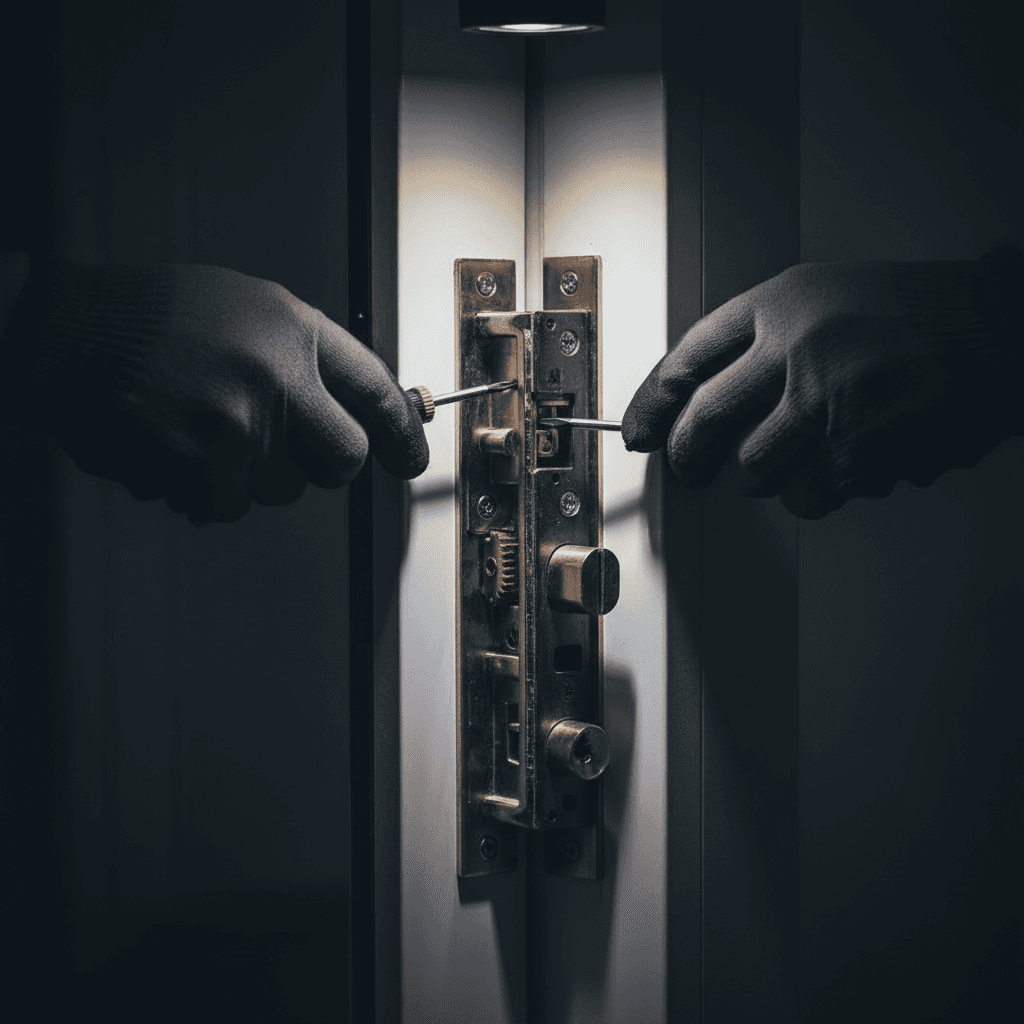 Locksmith repairing uPVC door lock mechanism