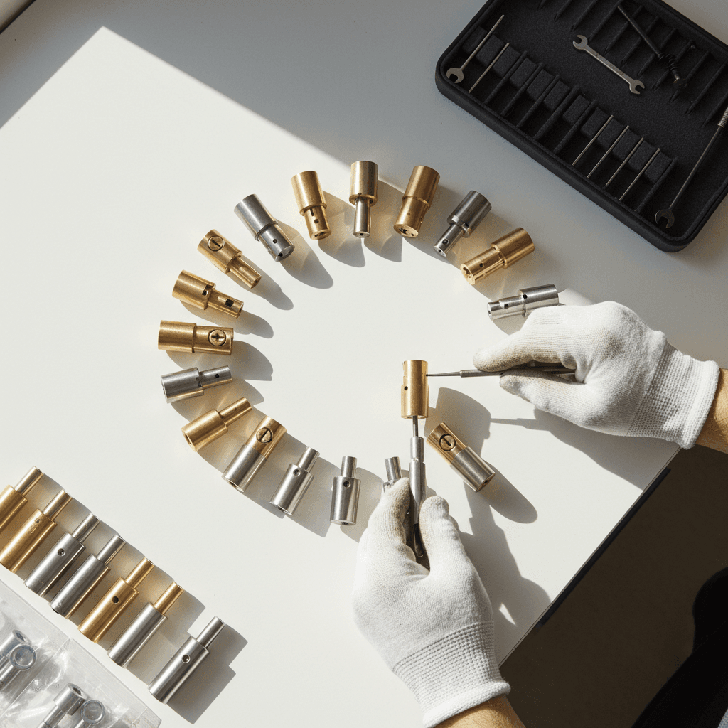 Locksmith demonstrating cylinder lock replacement at a work station