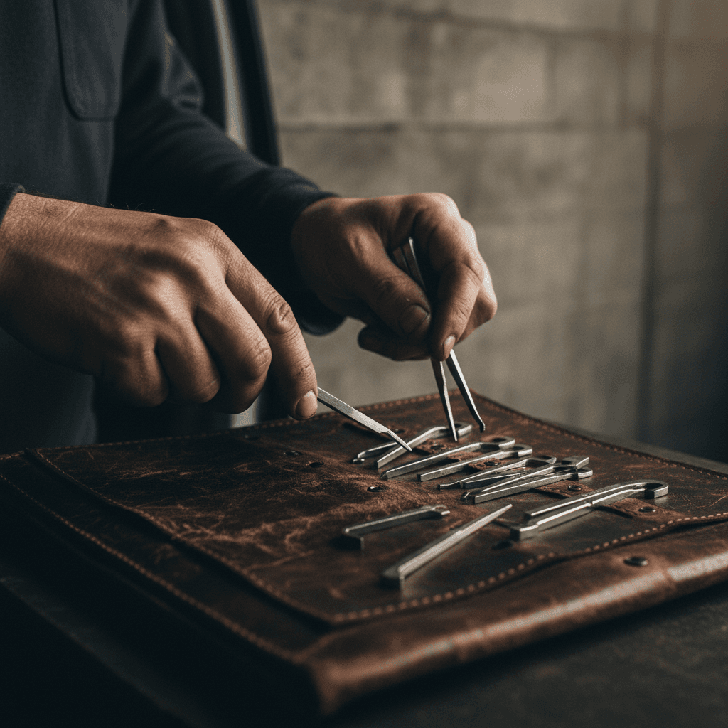 Locksmith tools and professional lock pick set
